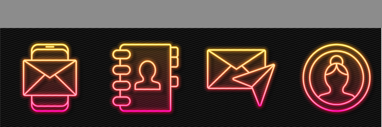 set line envelope mobile and address vector image