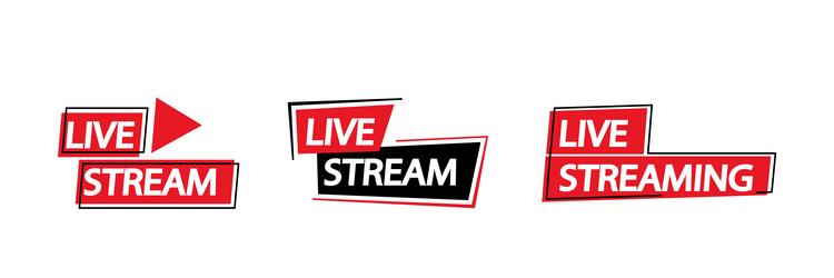 set of live stream icons in red and black for use vector image