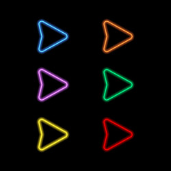 Set of neon pointers on a black background vector