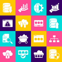 set server with shield hierarchy organogram chart vector image