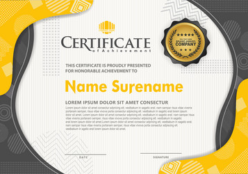 certificate template with texture modern pattern vector