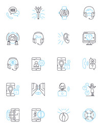 electronic help linear icons set assistance vector