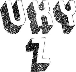 geometric bold rounded 3d font with hand drawn vector image