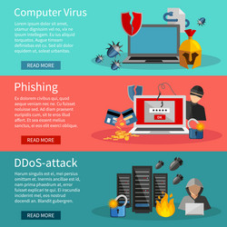 horizontal hacker banners set vector image