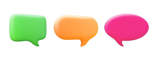 Isolated neon 3d speech bubbles for chat text vector