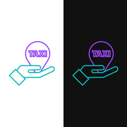 line hand on map pointer with taxi icon isolated vector image
