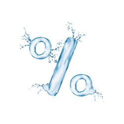 Liquid water numbers signs with splash bubbles Vector Image