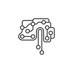 printed circuit board brain icon in thin vector