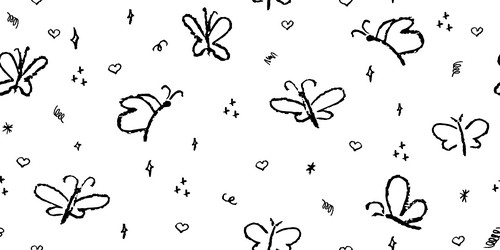 seamless pattern with handdrrawn butterflies vector image