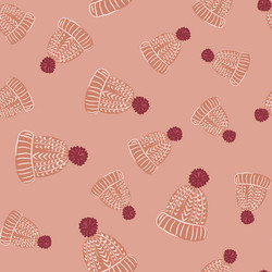 seamless random pattern with knitted hat warm vector image