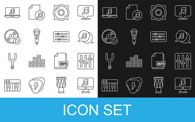 set line computer with music note sound mixer vector image