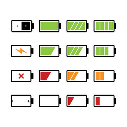 battery icons set level and indicator vector