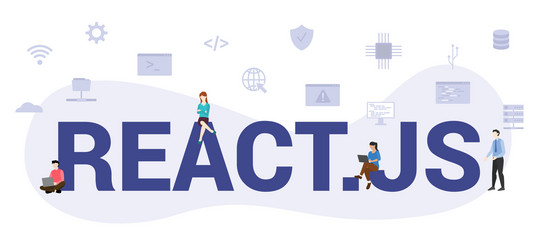 react js concept with modern big text or word vector