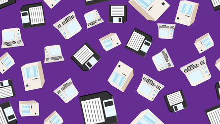 seamless pattern endless computer with old retro vector