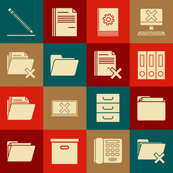 set delete folder document office folders vector image