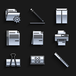 set file document laptop and cross mark on screen vector image