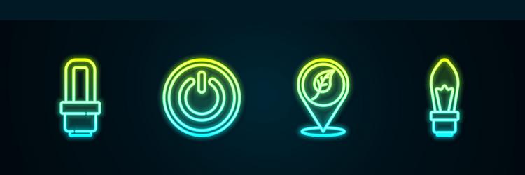 set line led light bulb power button location vector image