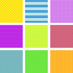 set of 9 geometrical seamless patterns vector