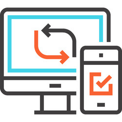 syncing flat line web icon concept vector image