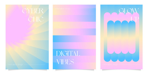 abstract posters set gradient circles curve vector image