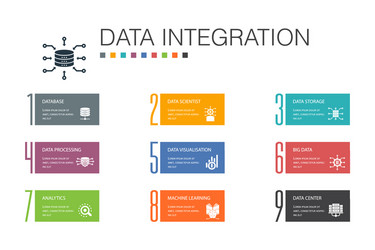 Data integration infographic 10 option line vector