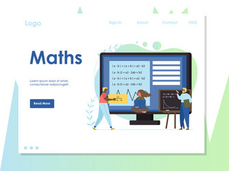 Maths website landing page design template vector