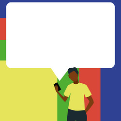presenter with conversation bubble showing new vector image