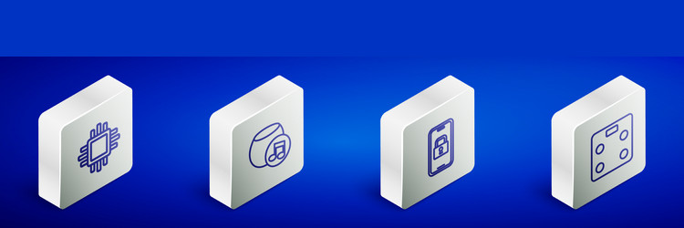 set isometric line processor with cpu voice vector image