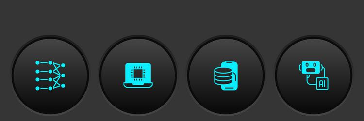 set neural network processor cpu cloud vector image