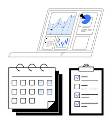 digital productivity tools featuring charts vector image