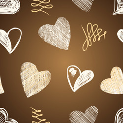 Hand Drawn Heart Sketch Pattern vector image