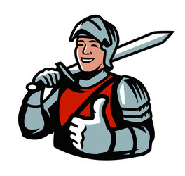 knight with sword strength power symbol Vector Image