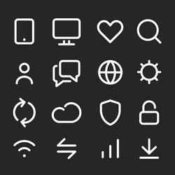 modern web and digital devices ui icons set vector image