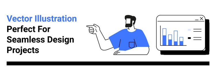 professional presenting analytics data with bar vector image
