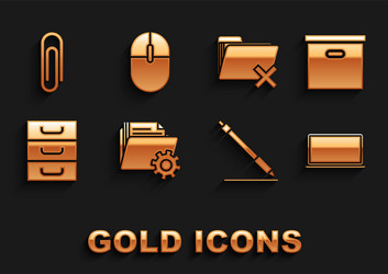set folder settings with gears carton cardboard vector image