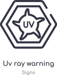 uv ray warning outline icon isolated line from vector