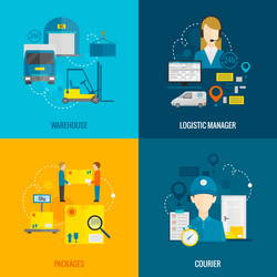 Warehouse flat set Royalty Free Vector Image - VectorStock