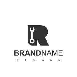 service logo with letter r and wrench symbol Vector Image