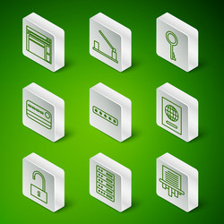 set line paper shredder server data web hosting vector image