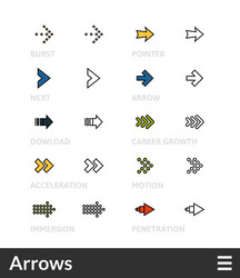black and color outline icons thin stroke line vector image