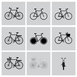 Black bicycle part icons set Royalty Free Vector Image