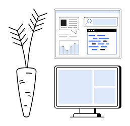 digital interface with data visualization vector image