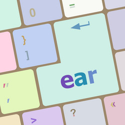 Ear button on computer pc keyboard key vector