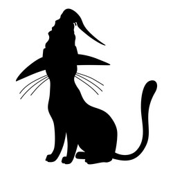 Halloween Cat in Hat Silhouette Vector Image