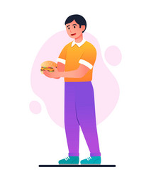 man with hamburger vector