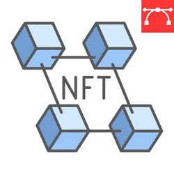 Nft blockchain color line icon vector