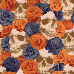 Skull & Rose Pattern Vector Image