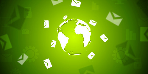 tech banner with letters envelopes around vector image