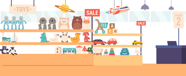 toys shop showcase displaying wide array vector image