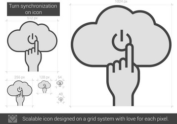 Turn synchronization on line icon vector